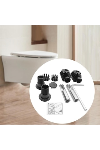 Trendooze Pratik Duvara Monte Tuvalet Sabitleme Kiti Siyah Siyah
