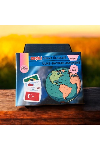 Seçili 50 Dünya Ülkeleri-harita-bayrak-başkent Kartları