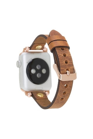 Apple Watch Uyumlu Deri Kordon 38-40-41mm Gt G19 Taba