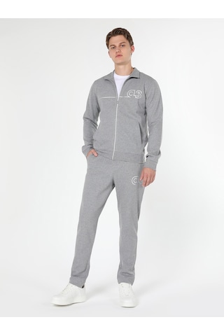 Colin's Slim Fit Fermuarlı Baskılı Gri Erkek Ceket CL1059647_Q1.V2_MGA Gri Melanj