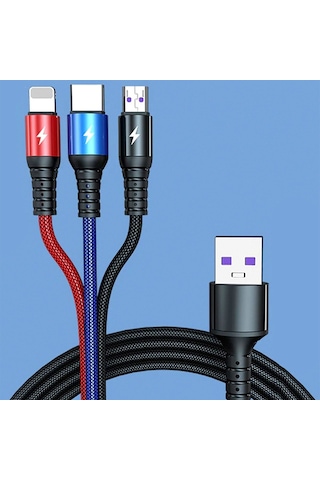 Çoklu Universal Uyumlu 3in1 Kablo Type-c Micro Lightning Girişli