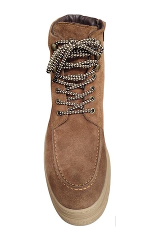 Komcero 3k1804 Bağcık Ve Fermuarlı Deri Genç Erkek Bot Taba-süet Taba