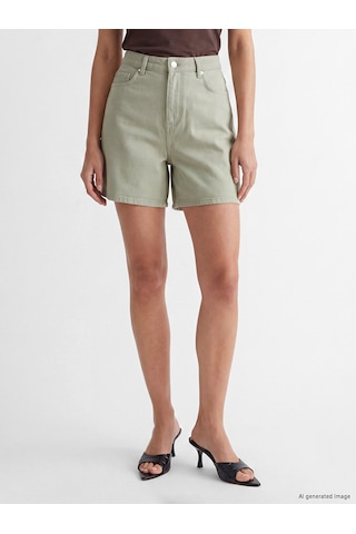 Lcwaıkıkı Classic Yeşil Yüksek Bel Bermuda Fit Kadın Jean Şort