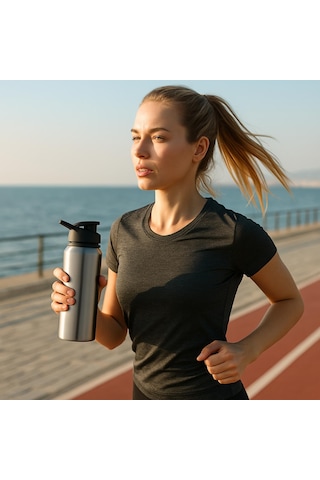 Perlotus 700 Ml Çelik Sporcu Matara Sıcak-soğuk Tutmaz Askı Kapaklı Suluk Gri