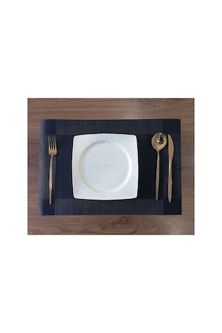 6 Kişilik Pvc Amerikan Servis Supla Seti - 30x45cm Siyah