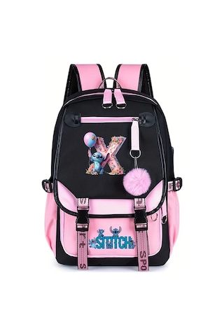 Honeybeeshop X Dısney Stitch Büyük Kapasiteli Sırt Çantası Pembe Siyah İki Tonlu Ayarlanabilir Askılıklar Hafif Dayanıklı Polyester Çok Bölmeli Okul Seyahat Günlük Kullanım X