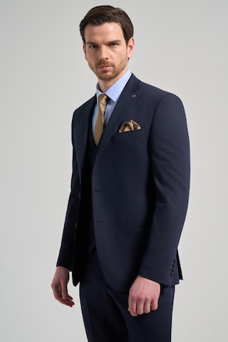 İmza Koyu Lacivert Kendinden Desenli 2 Düğme Classic Esnek Slim Fit Takım Elbise 1001250156 Koyu Lacivert