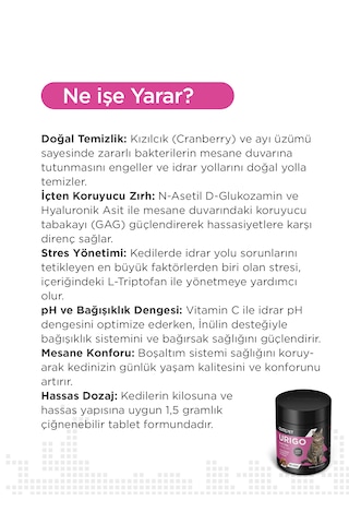 Cutepet Urigo Kedi Üriner Sağlık Tableti 60 Adet İdrar Yolu Ve Mesane Destekleyici Takviye