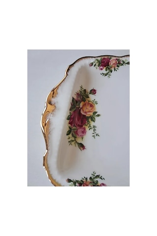 Old Country Roses İngiliz Antika Porselen Tepsi Kırmızı-beyaz