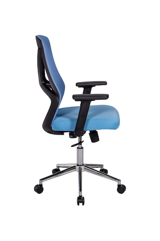 Ofisbazaar Dolphin Siyah Fileli Çalışma Koltuğu Ergonomik Şef Ve Toplantı Koltuğu Açık Mavi Mavi