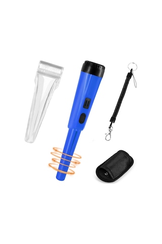 Lcd Ekran Metal Dedektörü Pinpointer El Pin Pointer Değnek Yetişkinler Çocuklar İçin Yaylı Tokalı Hazine Bulucu Probu Pilsiz - Mavi