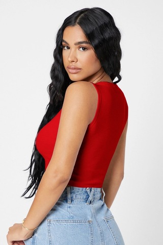 Epilons Zenvial Kadın Kırmızı Kare Yaka Crop Top Bluz Zenviall2