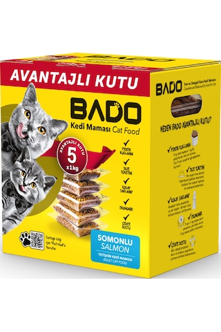 Bado Yetişkin Kedi Maması Somonlu 5x1kg
