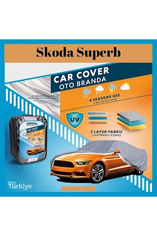 Skoda Superb Uyumlu Oto Branda Su Geçirmez 4 Mevsimlik Araca Özel Araç Örtüsü Araba Brandası 1 Adet