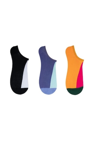 The Socks Company 161p 3 Çift Desenli Kadın Görünmez Çorap Çok Renkli
