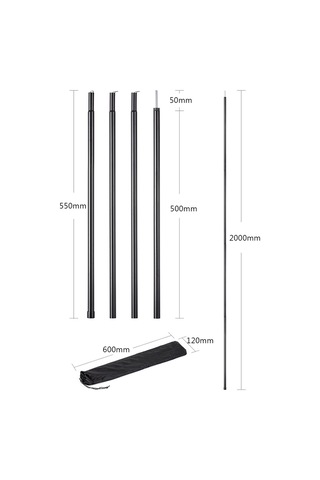 Samdoo 2 Metre Galvaniz Çelik Çadır Direği Seti - Dış Mekan İçin Dayanıklı, Yüksek Dayanımlı, Montaj Kolay, 2 Adet Direk Çok Renkli