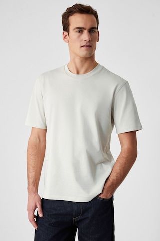 GRIMELANGE Solo Erkek %100 Organik Pamuklu Kalın Dokulu Comfort Fit Bisiklet Yakalı Açık Bej T-shirt Açık Bej