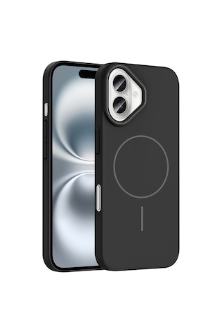 Apple Uyumlu iPhone 16 Plus Kılıf M-safe Şarj Özellikli Zore Ruby Sert Kapak Siyah