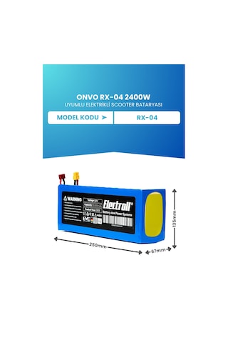 Onvo Rx-04 2400w 52v 20ah Elektrikli Scooter Bataryası Mavi