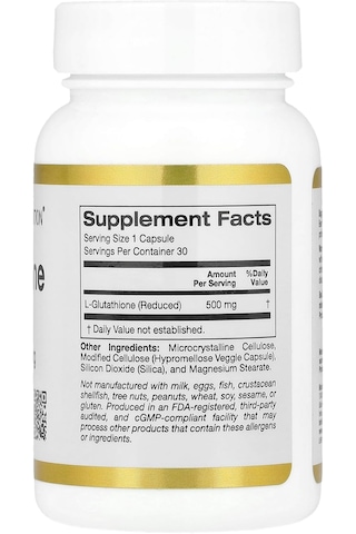 California Gold Nutrition L-glutathione Glutatyon 500 Mg 30 Caps