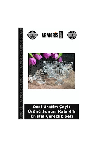Özel Üretim Çeyiz Ürünü Sunum Kabı 6'lı Kristal Çerezlik Seti Çok Renkli