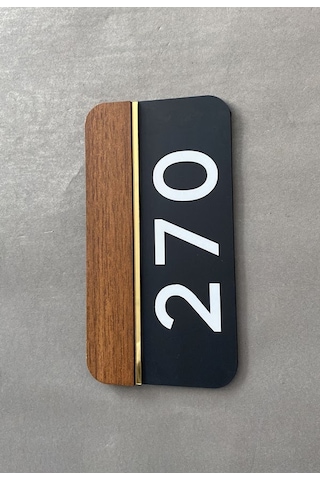Natural Wooden Serisi Siyah Mat Kapı Numarası