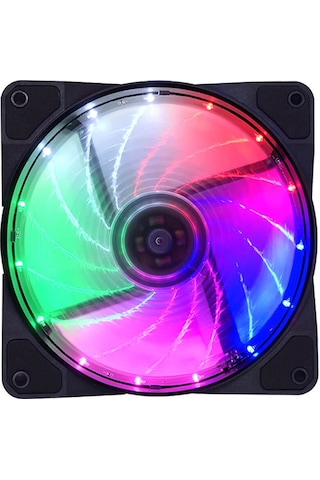 12Cm Kasa Fanı 3D 15 Led Rgb Soğutucu Fan Sessiz Renkli Işıklı