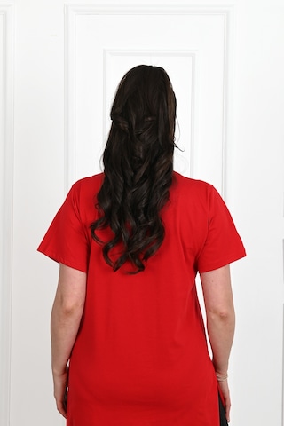Kadın Bisiklet Yaka Yırtmaç Detaylı Büyük Beden Tshirt 9633-22 001