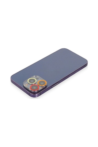 Apple Uyumlu iPhone 13 Pro Renkli Kamera Lens Koruma Cam - Turuncu-kırmızı Çok Renkli