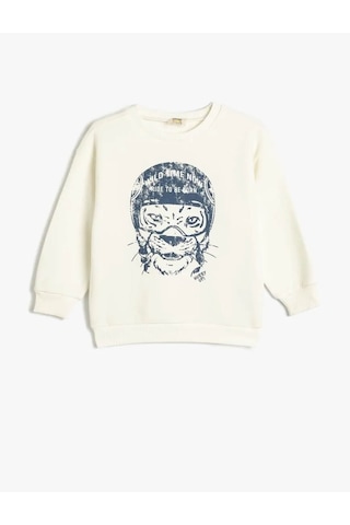 Koton Erkek Çocuk Sweatshirt Ekru 5wkb10070tk 25ky59000154 Y5915 Ekru