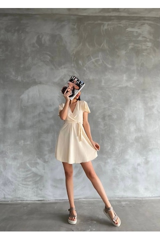 Bürümcük Mini Boy Elbise Bej