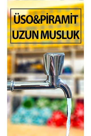Üso Piramit Model Musluk 1/2'' Uzun Tip Lavabo Evye Bahçe Dış Mekan Uyumlu
