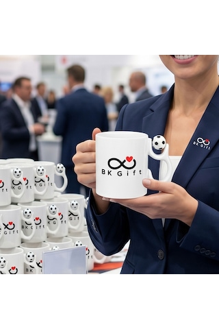 Bk Kurumsal Promosyon Logolu Futbol Toplu Beyaz Kupa Bardak 10 Adet Logo Baskılı