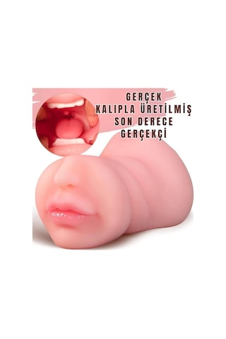 Erotixshop 18 CM Üç Işlevli Büyük Boy Titreşimli 3d Oral Vajina Anal