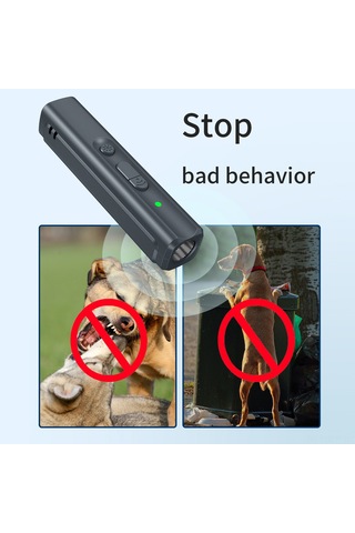 Geeroyoo Taşınabilir Ultrasonik Köpek Kovucu, Uv Led Işıklı, 10 Metre Menzilli, Gri Renk, Uzun Pil Ömrü