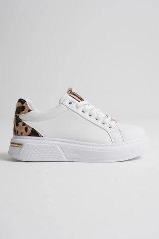 Trendella Leopar Detaylı Beyaz Kadın Spor Ayakkabı Tr01ms03c