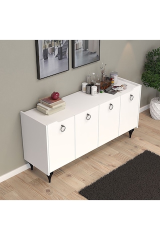 Umg Mobilya Titanyum Modern Konsol, Çok Amaçlı Dolap, Dresuar, Mutfak Dolabı, Kiler Dolabı, Tv Ünitesi Beyaz