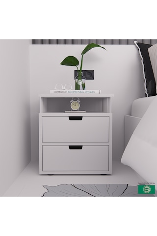 Komodin 2 Çekmeceli Ve Raflı