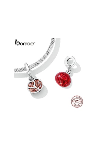 Bamoer 925 Ayar Gümüş Narin Nar Kolye Kadınlar İçin Fit Dıy Bilezik Ve Bileklik Meyve Takılar Güzel Takı Gümüş