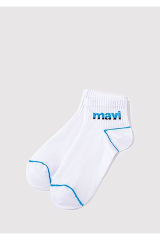 Mavi - Mavi Logo Baskılı Beyaz Soket Çorap 092523-620 Beyaz