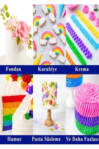 Renkli Gıda Boyası Sıvı 50 Ml 4 Adet Su Bazlı Likit Renkli Sıvı Gıda Boyası Pasta Hamur Boyası Kek Fonda Yüksek Konsantr