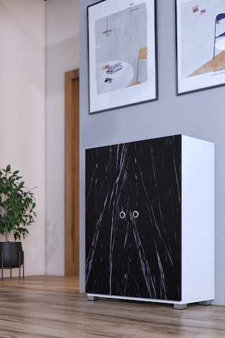 Prenses Çok Amaçlı Ayakkabı Erzak Antre Dolabı Beyaz - Siyah