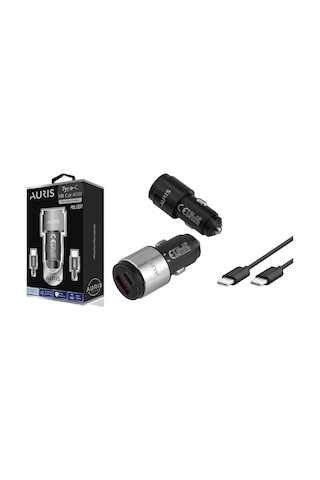 Auris Oto Çakmaklık 45 W Araç Şarj Cihazı Seti 2 Port Pd + Typec