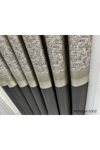 Nivemeshome Kehribar Ft614162 Antrasit V-5302 Pano Fon Perde 1/3 Sık Pileli Perde Apm Antrasit