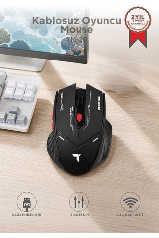 Özel Seri Cep Ofis Bilgisayar Faresi Mouse Çift Modlu Sessiz Kablosuz Oyuncu Fare Tm20 Siyah