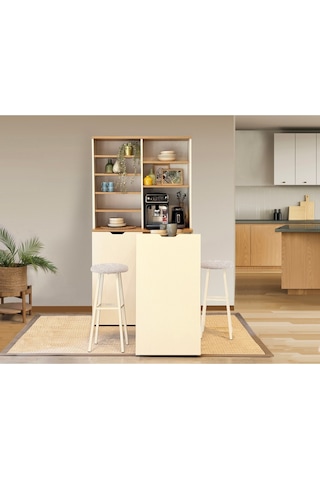 Lyon Katlanabilir Masalı Kahve Köşesi 90 Cm Krem Sedef