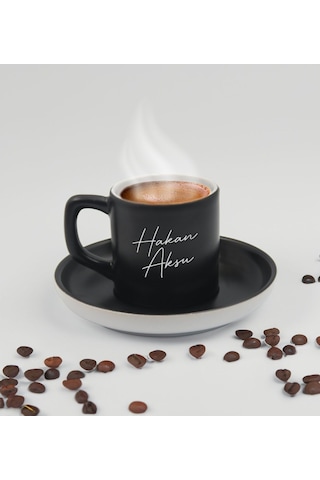 Bk Gift Kişiye Özel İsimli Siyah Türk Kahvesi Fincanı&metal Kalem&çakmak&kartlık Cüzdan Hediye Seti, Sevgiliye Hediye, Arkadaşa Hediye, Doğum Günü Hed