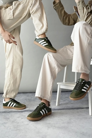 Muggo Jabbar Unisex Ortopedik Günlük Garantili Bağcıklı Yürüyüş Koşu Sneaker Spor Ayakkabı Haki