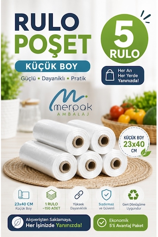Rulo Atlet Poşet Küçük Boy X5 Rulo Market Manav Poşeti Çöp Poşeti