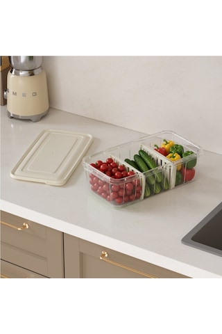 Dünya Dp-07417-102 Şeffaf Buzdolabı Organizeri 6 Lt - Kapaklı 3 Bölmeli 373x193x110 Mm- 24'li Paket
